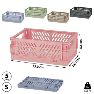 5x Klappboxen Gr: S/M/L Boxen Kiste Trageboxen Klappkiste beige grau blau rosa grün