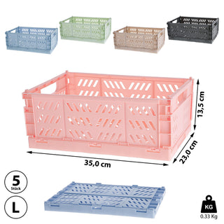 5x Klappboxen Gr: S/M/L Boxen Kiste Trageboxen Klappkiste beige grau blau rosa grün