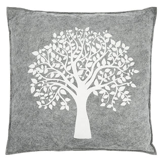 2x Kissen Aufdruck "Lebensbaum" hell dunkelgrau Filz quadratisch/rund 38x38cm Sofakissen Dekokissen