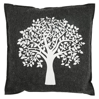2x Kissen Aufdruck "Lebensbaum" hell dunkelgrau Filz quadratisch/rund 38x38cm Sofakissen Dekokissen