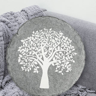 2x Kissen Aufdruck "Lebensbaum" hell dunkelgrau Filz quadratisch/rund 38x38cm Sofakissen Dekokissen