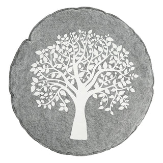 2x Kissen Aufdruck "Lebensbaum" hell dunkelgrau Filz quadratisch/rund 38x38cm Sofakissen Dekokissen