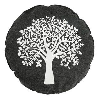 2x Kissen Aufdruck "Lebensbaum" hell dunkelgrau Filz quadratisch/rund 38x38cm Sofakissen Dekokissen
