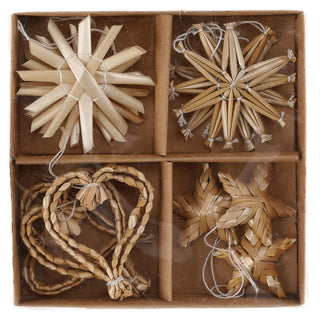 12/18/32/74 Strohsterne Set 4/5/6/9 Motive Strohschmuck Stern Herz Engel Zapfen Kugel Christbaumschmuck Weihnachtsdekoration Stroh Baumschmuck