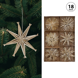 12/18/32/74 Strohsterne Set 4/5/6/9 Motive Strohschmuck Stern Herz Engel Zapfen Kugel Christbaumschmuck Weihnachtsdekoration Stroh Baumschmuck