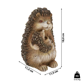 Igel Mama mit Kind 11,5x17,5cm Polyresin Dekofigur Gartendekoration Mutterigel Babyigel Waldtier Stacheltier