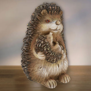 Igel Mama mit Kind 11,5x17,5cm Polyresin Dekofigur Gartendekoration Mutterigel Babyigel Waldtier Stacheltier