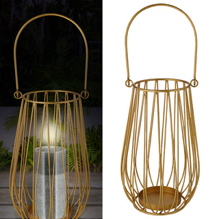 Laterne Metall gold H23cm Gartenlaterne Streben Metall Teelichthalter Leuchte Windlicht Lampe