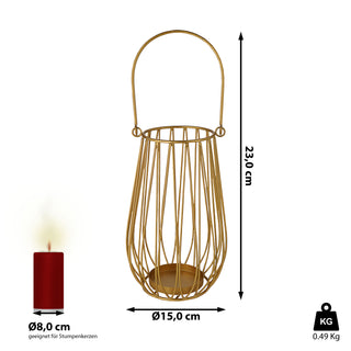 Laterne Metall gold H23cm Gartenlaterne Streben Metall Teelichthalter Leuchte Windlicht Lampe