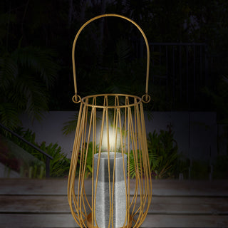 Laterne Metall gold H23cm Gartenlaterne Streben Metall Teelichthalter Leuchte Windlicht Lampe