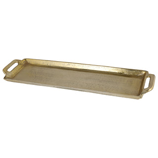 Tablett gold rechteckig L:45/60cm Aluminium Dekotablett Servierplatte mit Griffen Tischdekoration Vintage-Design