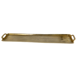 Tablett gold rechteckig L:45/60cm Aluminium Dekotablett Servierplatte mit Griffen Tischdekoration Vintage-Design