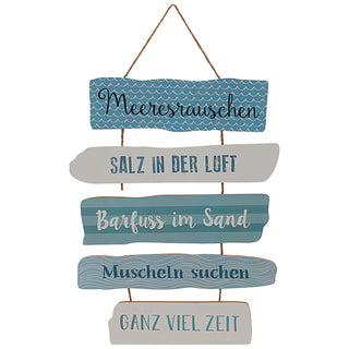 Plankenschild Strand Shabby Chic Kordel 35x40cm MDF Sisal Sprüche Holzoptik Planken Wanddekoration