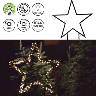 LED Stern Outdoor mit Steckfüssen 180 LEDs 60cm warmweiß Weihnachtsstern Leuchtstern Gartendekoration Stern