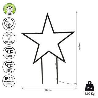 LED Stern Outdoor mit Steckfüssen 180 LEDs 60cm warmweiß Weihnachtsstern Leuchtstern Gartendekoration Stern