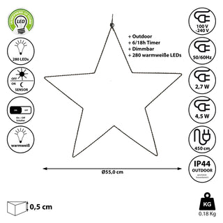 LED Ring / Stern Deluxe Ø37/40/55cm 180/280 LEDs zum Aufhängen Metallstern Weihnachtsstern Leuchtring / LeuchtsternGartendekoration