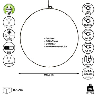 LED Ring / Stern Deluxe Ø37/40/55cm 180/280 LEDs zum Aufhängen Metallstern Weihnachtsstern Leuchtring / LeuchtsternGartendekoration