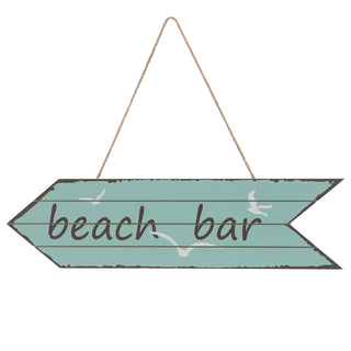 Türschild "Strandhaus"/"Beach Bar" 12x40x1cm Holz hellblau / türkis maritim Hinweisschild Richtungspfeil Türhänger Holzschild Dekoschild