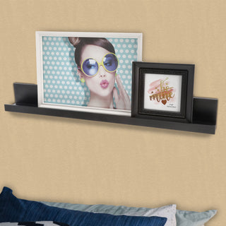 Bilderleiste weiß/schwarz 58cm MDF Leiste Brett Wandregal Regal Board Wandboard Schweberegal