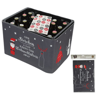 Adventskalender DIY Bastelset für Bierkasten Banderole Filz Klettverschluss Zahlensticker für Kronkorken Weihnachtsmotive