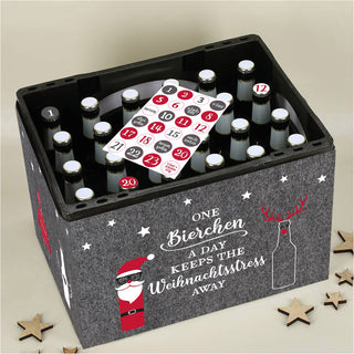 Adventskalender DIY Bastelset für Bierkasten Banderole Filz Klettverschluss Zahlensticker für Kronkorken Weihnachtsmotive