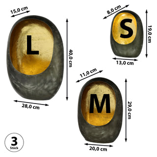 Windlicht Goa 3er Set anthrazit kupfer 3 Größen Metall Kerzenständer Teelichthalter Kerze Teelicht