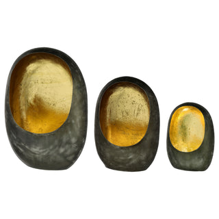 Windlicht Goa 3er Set anthrazit kupfer 3 Größen Metall Kerzenständer Teelichthalter Kerze Teelicht