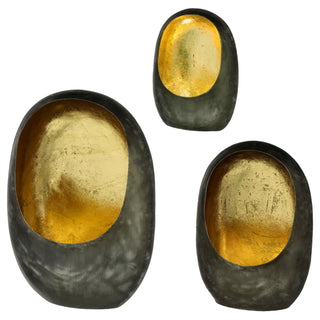 Windlicht Goa 3er Set anthrazit kupfer 3 Größen Metall Kerzenständer Teelichthalter Kerze Teelicht