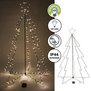 LED Baum Outdoor 185 LED H120cm Timer Leuchtbaum Lichterbaum Metallgestell Tannenbaum Leuchtfigur