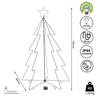 LED Baum Outdoor 185 LED H120cm Timer Leuchtbaum Lichterbaum Metallgestell Tannenbaum Leuchtfigur