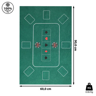 Pokertisch Auflage Filz 60x90cm grün bedruckt Tischauflage Spielunterlage Poker-Spielmatte Pokermatte
