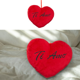 Plüschherz "Ich liebe dich" / "Ti Amo" 24cm / XXL: 60cm Herzkissen Kissen Kuschelkissen rot Plüsch Geschenk Liebe