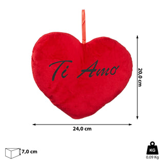Plüschherz "Ich liebe dich" / "Ti Amo" 24cm / XXL: 60cm Herzkissen Kissen Kuschelkissen rot Plüsch Geschenk Liebe