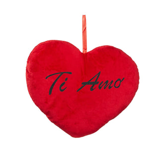 Plüschherz "Ich liebe dich" / "Ti Amo" 24cm / XXL: 60cm Herzkissen Kissen Kuschelkissen rot Plüsch Geschenk Liebe