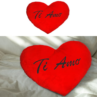 Plüschherz "Ich liebe dich" / "Ti Amo" 24cm / XXL: 60cm Herzkissen Kissen Kuschelkissen rot Plüsch Geschenk Liebe