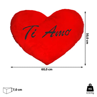 Plüschherz "Ich liebe dich" / "Ti Amo" 24cm / XXL: 60cm Herzkissen Kissen Kuschelkissen rot Plüsch Geschenk Liebe