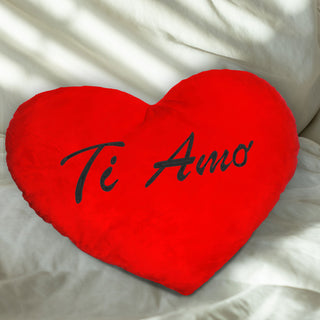 Plüschherz "Ich liebe dich" / "Ti Amo" 24cm / XXL: 60cm Herzkissen Kissen Kuschelkissen rot Plüsch Geschenk Liebe
