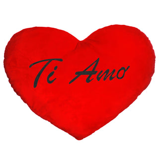 Plüschherz "Ich liebe dich" / "Ti Amo" 24cm / XXL: 60cm Herzkissen Kissen Kuschelkissen rot Plüsch Geschenk Liebe