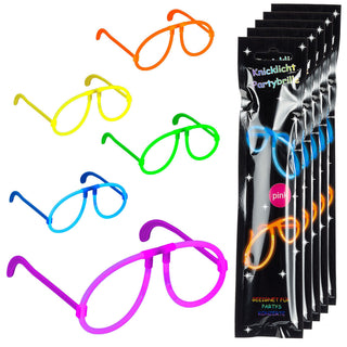 5/24x Partybrille Knicklicht 5er Set Brille Neonbrille Leuchtbrille 5 Farben Bügelbrille Partygag