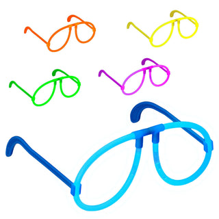 5/24x Partybrille Knicklicht 5er Set Brille Neonbrille Leuchtbrille 5 Farben Bügelbrille Partygag