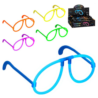 5/24x Partybrille Knicklicht 5er Set Brille Neonbrille Leuchtbrille 5 Farben Bügelbrille Partygag