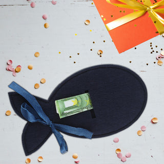 Geldgeschenk Fisch 3er Set Filz navyblau dunkelgrau hellgrau Verpackung Gastgeschenk Geschenk