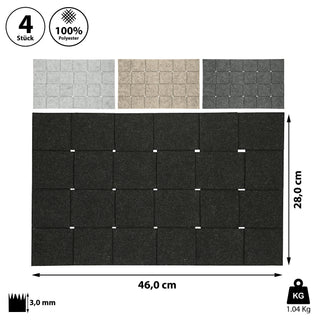 Tischset 4er Set Filz Flechtoptik 46x28cm 4 Farben Tischdekoration Platzdecken Filzuntersetzer Platzset