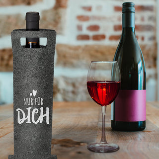 Flaschentasche 3er Set Filz H41cm 3 Sprüchen Tragegriff Geschenkverpackung Flaschentasche Filztasche