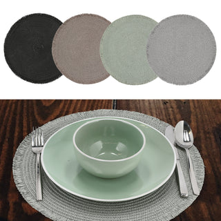 4x Tischset rund Ø38cm Makramee 4 Farben Tischdekoration Platzdecken Filzuntersetzer Platzset