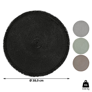 4x Tischset rund Ø38cm Makramee 4 Farben Tischdekoration Platzdecken Filzuntersetzer Platzset