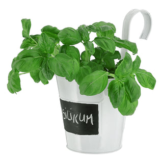 3x Übertopf weiß Ø15xH15cm Kräutertopf zum Aufhängen und Beschriften Blumentopf Blechtopf Topf Hängetopf