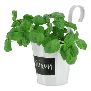 3x Übertopf weiß Ø15xH15cm Kräutertopf zum Aufhängen und Beschriften Blumentopf Blechtopf Topf Hängetopf