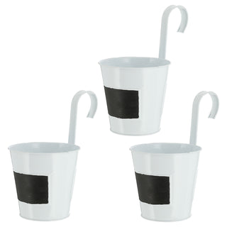 3x Übertopf weiß Ø15xH15cm Kräutertopf zum Aufhängen und Beschriften Blumentopf Blechtopf Topf Hängetopf