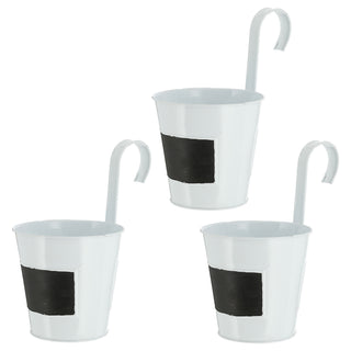 3x Übertopf weiß Ø15xH15cm Kräutertopf zum Aufhängen und Beschriften Blumentopf Blechtopf Topf Hängetopf
